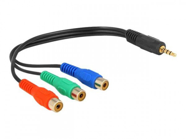 Videokabel Delock 1x 3,5mm Klinke -> 3x Cinch St/Bu 0.24m
