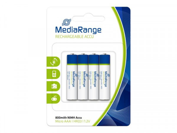 MediaRange Batterie Rechargeable Accu Micro AAA HR03 4St