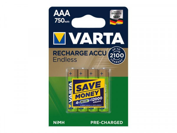Varta Akku RECHARGE Endless AAA HR03 750mAh 4St.