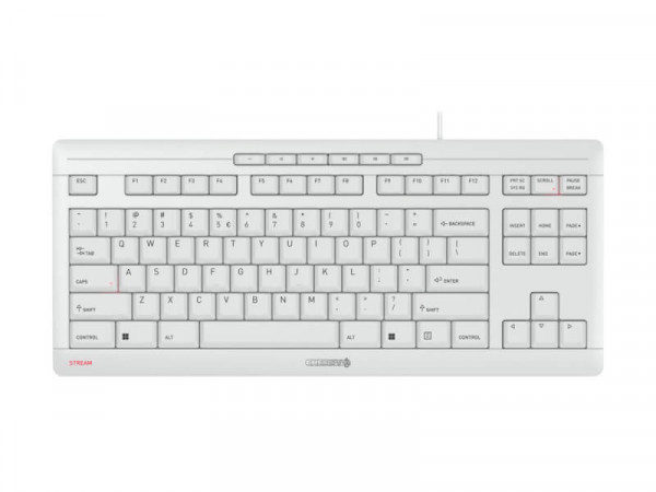CHERRY TAS STREAM KEYBOARD TKL Corded EU-Layout grau