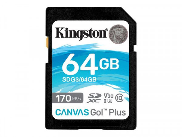 SD MicroSD Card 64GB Kingston SDXC Canvas Go Plus C10