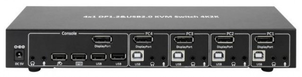 Techly KVM Switch, 4 Port, Display Port 1.2