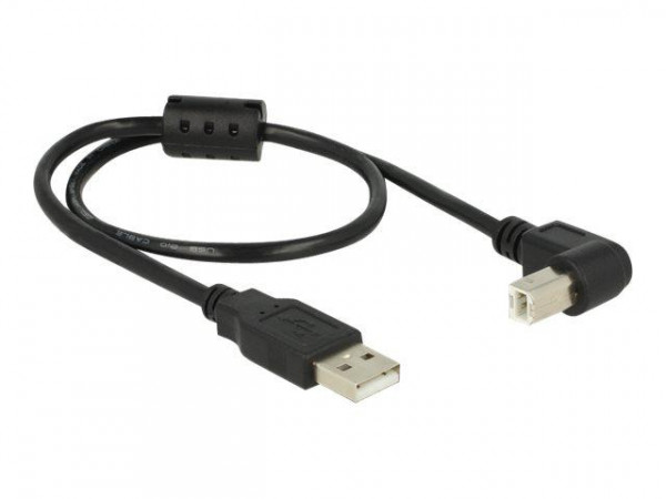 USB Kabel Delock A -> B St/St 0.50m 90° schwarz