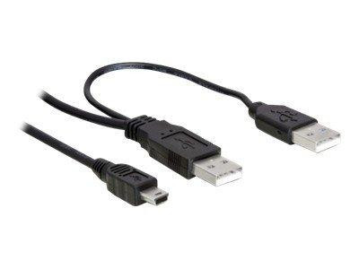 USB Y-Kabel Delock 2x A -> Mini-B St/St 1.00m