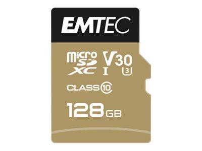 EMTEC MicroSD Card 128GB SDXC CL10 Speedin V30 A1 4K Adapter