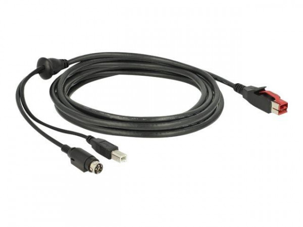 DELOCK PoweredUSB Kab. 24v St > USB-B St + Hosiden 3Pin 3.0m