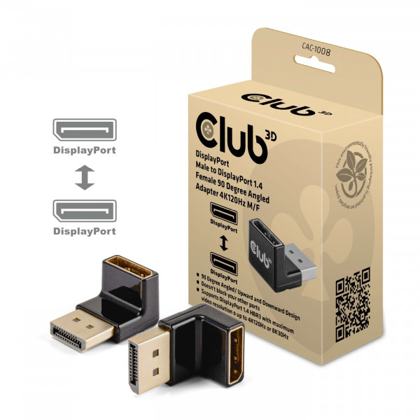 Club3D Adapter DP > DP 1.4 90° abgewinkelt 4K@120Hz