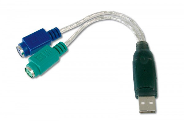 DIGITUS Adapterkabel USB1.1 -> 2xPS/2 St/Bu 2xMini-Din6/F