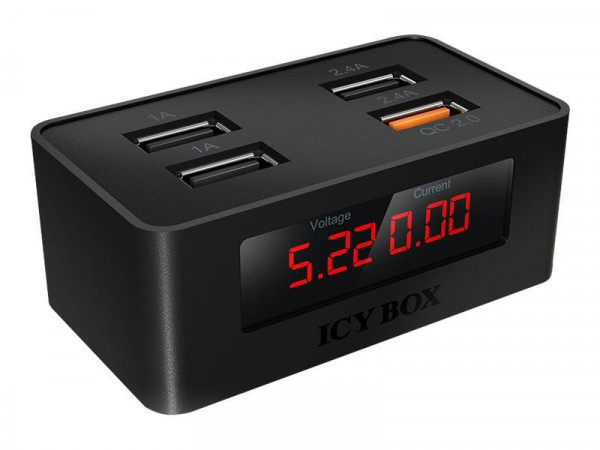 ICY BOX IB-CH403 - Netzteil - 35 Watt - 2.5 A - Quick Charge 2.0 - 4 Ausgabeanschlussstellen (USB)
