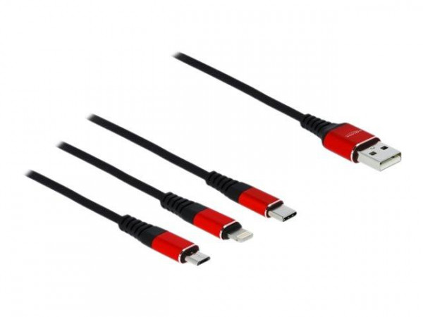 Delock USB 3in1 Ladekabel für Lightning/Micro-USB/USB C 1m