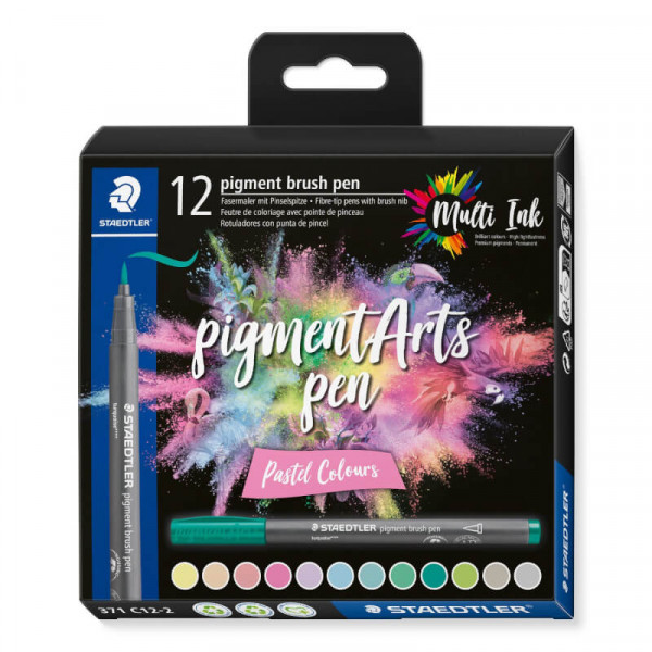 STAEDTLER MultiInk Pigment Arts brush pen 12er-Set Pastel