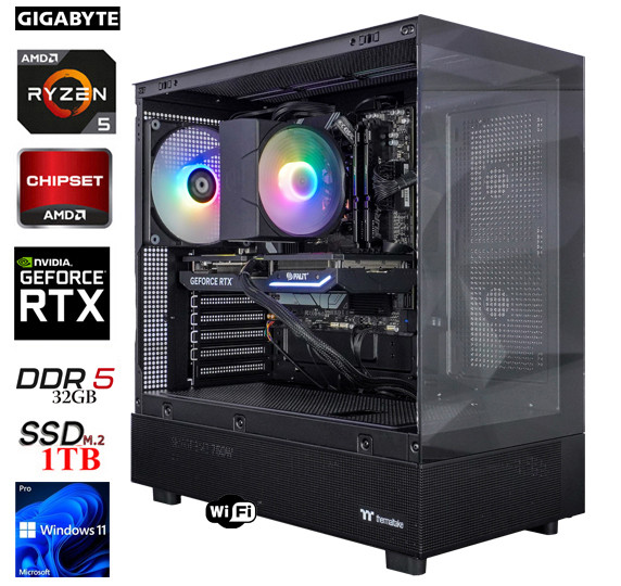 PC GamingLine: AMD Ryzen 5 7600 | 32GB | NVIDIA GeForce RTX 4070 Super 12G | 1TB M.2 | WiFi | W11P