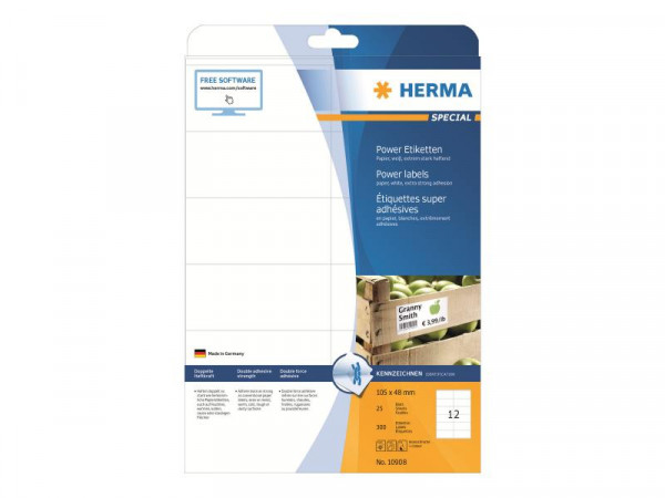 HERMA Etiketten A4 weiß 105x48 mm extrem haftend 300 St.