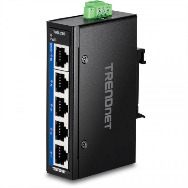 TRENDnet 5-Port Industrial Gigabit DIN-Rail Mini Switch