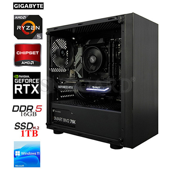 PC GamingLine R5-7600 16GB-DDR5 RTX4070 1TB-SSD W11Home