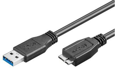USB 3.0 Kabel, A-St/Micro B-St.1,8m, schwarz, Bulk