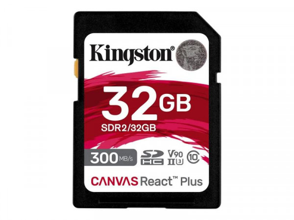 SD Card 32GB Kingston SDHC React+ 300R/260W Reader retail