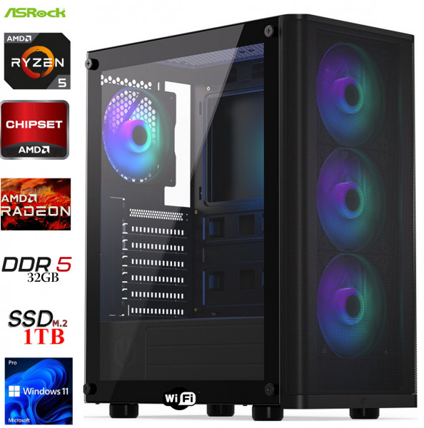PC GamingLine: AMD Ryzen 5 7500F | 32GB | AMD Radeon RX 9060 XT 16G | 1TB M.2 | WiFi | W11P