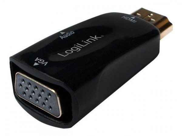 Logilink HDMI-Adapter A/M zu VGA/F + 3,5 mm/W, 1080p, schw.