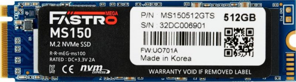 MegaFastro SSD 512GB MS150 Series PCI-Express NVMe intern