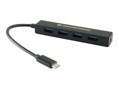 CONCEPTRONIC USB-Hub 4-Port 3.1/C->4x3.0 o.Netzteil sw