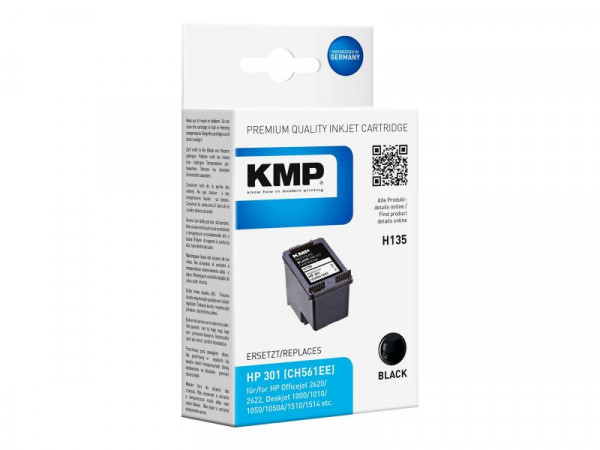 KMP Patrone HP CH561EE NR.301 black 190 S. H135 refilled