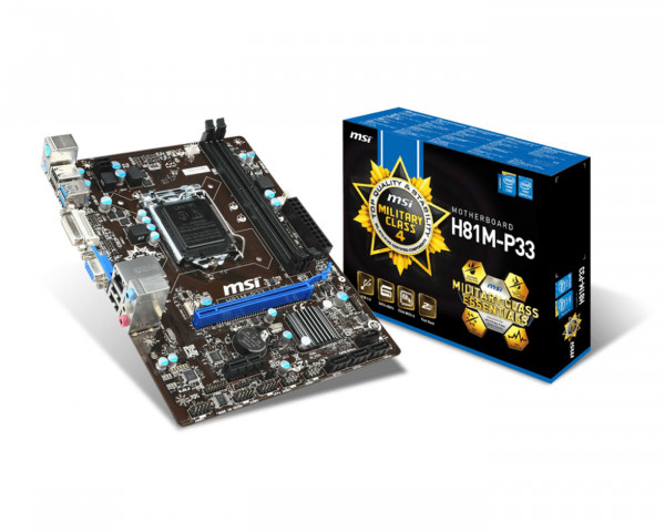 Mainboard MSI H81M-P33 (H81,S1150,mATX,DDR3,Intel,EuP