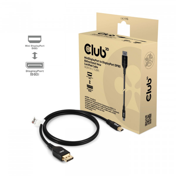 Club3D Kabel MiniDP 2.1 DP2.1 1m 10K60Hz