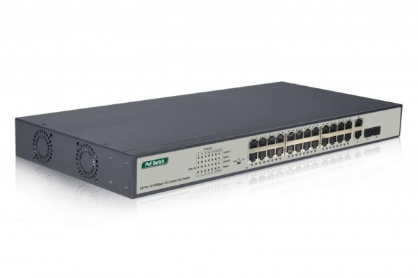 DIGITUS Switch 24Port Fast Ethernet PoE+2G Combo