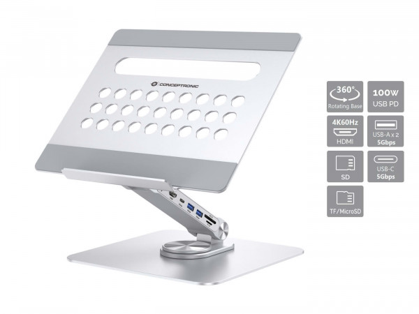 CONCEPTRONIC Laptop Halterung inkl 7-in-1 Docking Station si
