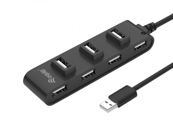Equip USB-Hub USB 2.0 St -> 7x USB Bu 0.15cm 480Mbps schwarz