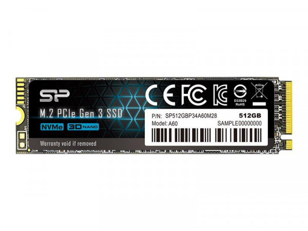 SSD 512GB Silicon Power PCI-E Gen 3x4 NVMe Ace A60