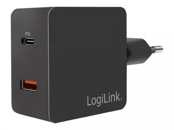 LogiLink USB Steckdosenadapter 2port,USB-AF&USB-CF,18W,schw.