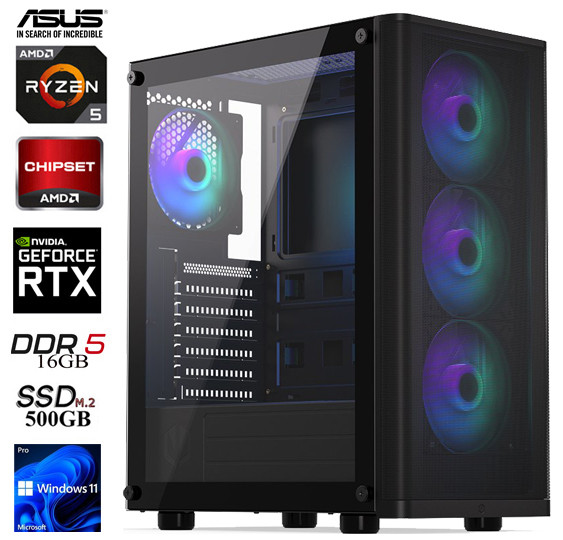 PC GamingLine: AMD Ryzen 5 7500F | 16GB | NVIDIA GeForce RTX 4060 8G | 500GB M.2 | W11P