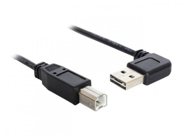 DELOCK Easy-USB-Kabel 2.0 A(gewinkelt re/li) -> B 0.5m schw