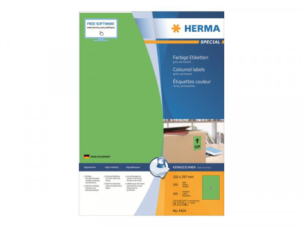 HERMA Etiketten A4 grün 210x297 mm Papier matt 100 St.