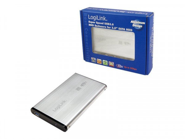 LogiLink Geh. 6.3cm (2,5&quot;) USB 3.0/SATA Silber ALU o. NT 
