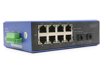 DIGITUS Switch 8 + 2 -Port Gigabit Ethernet PoE 20 km
