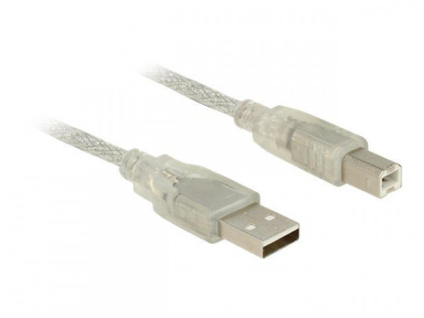 USB Kabel Delock A -> B St/St 3.00m transparent