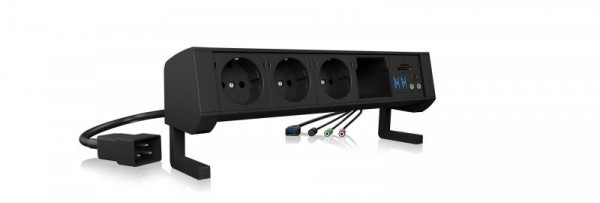 ICY BOX IB-TS301-5 5-Port Tischsteckdosenleiste und USB-Hub