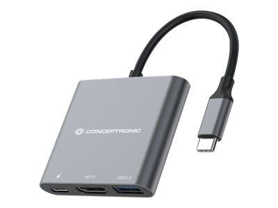 CONCEPTRONIC Adapter USB-C -> HDMI,2xUSB3.0,PD,SD 0.15m
