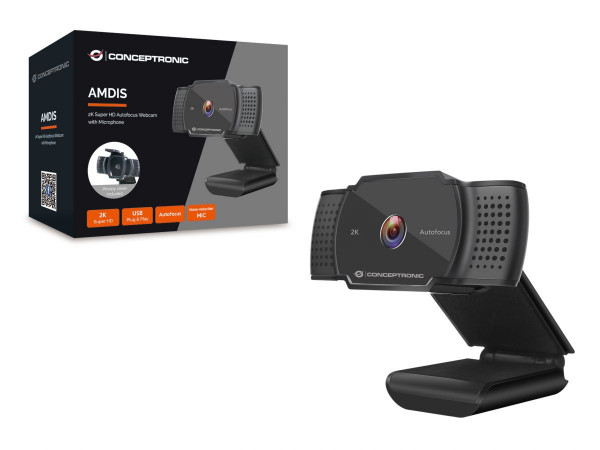 CONCEPTRONIC Webcam AMDIS 2K Super HD AF-Webcam+Microphon.sw