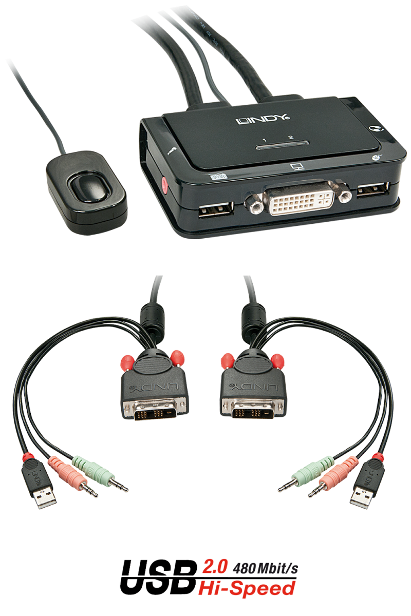 Lindy KVM Switch Pro USB 2.0 Audio DVI-I - KVM / Audio / USB Switch - 8 - View #9