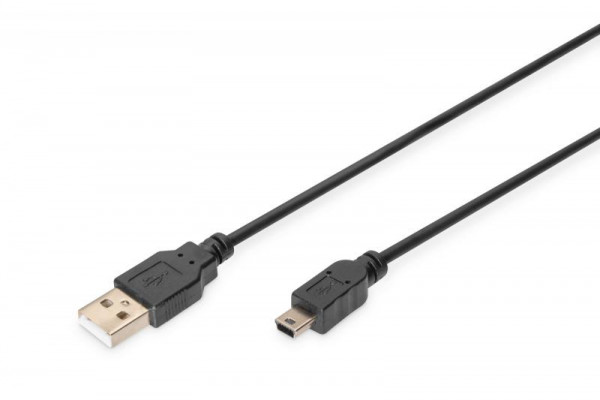 DIGITUS Mini USB 2.0 Anschlusskabel, 1m, schwarz