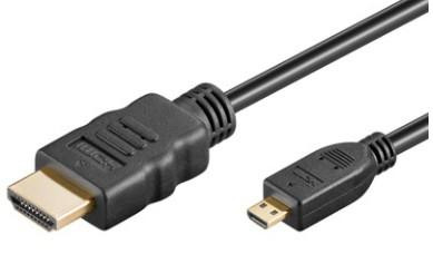 HDMI-Kabel Eth. A-St/Micro-D-St, 1,0 m, schwarz, Bulk