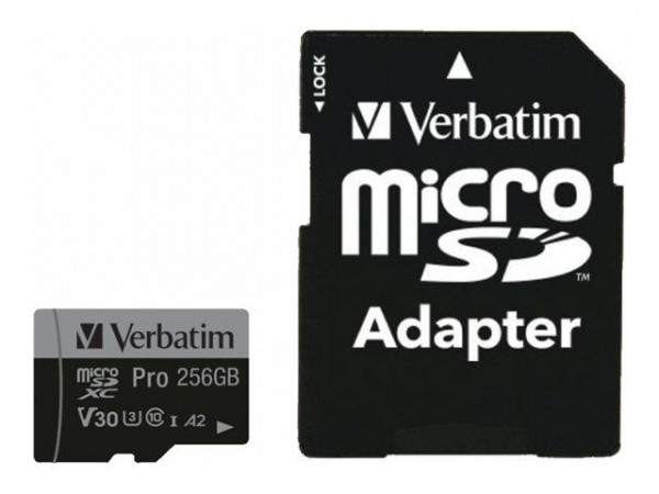 SD MicroSD Card 256GB Verbatim SDHC Pro Class 10 + Adapter