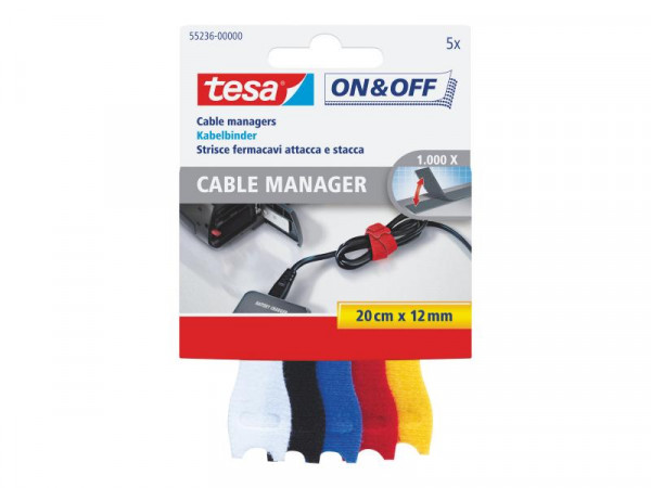 tesa ON&OFF Cable Manager schwarz 5m 10mm