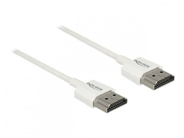 DELOCK HDMI-Kabel HighSpeed Ethernet A->A 4K 3D 0,50m weiß