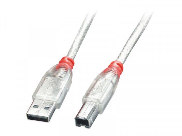 Lindy USB 2.0 Kabel Typ A/B transparent M/M 2m