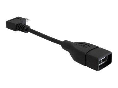 USB Kabel Delock A -> Micro-B 90°OTG BU/St 0.11m sw